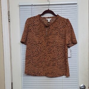 Nine West Tan Zebra Print Blouse